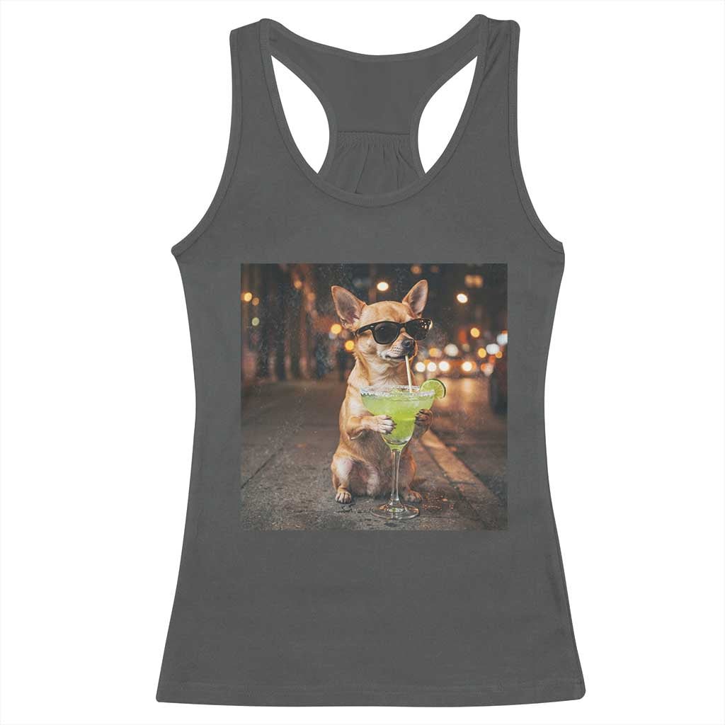 Cinco de Mayo Margarita Racerback Tank Top Funny Chihuahua Drinking Cocktail Mexican Fiesta Gift TS14 Dark Heather Print Your Wear