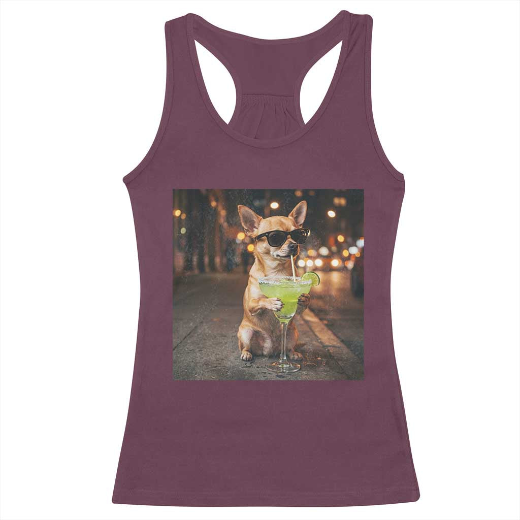 Cinco de Mayo Margarita Racerback Tank Top Funny Chihuahua Drinking Cocktail Mexican Fiesta Gift TS14 Maroon Print Your Wear