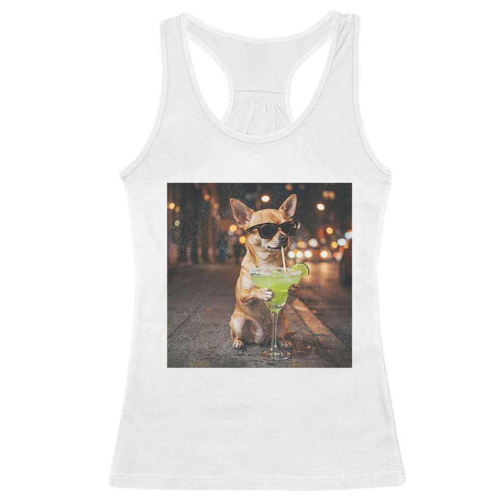 Cinco de Mayo Margarita Racerback Tank Top Funny Chihuahua Drinking Cocktail Mexican Fiesta Gift TS14 White Print Your Wear