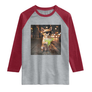 Cinco de Mayo Margarita Raglan Shirt Funny Chihuahua Drinking Cocktail Mexican Fiesta Gift TS14 Heather Gray Heather Red Print Your Wear