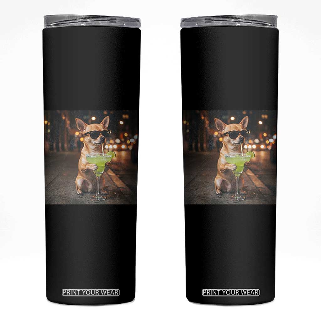 Cinco de Mayo Margarita Skinny Tumbler Funny Chihuahua Drinking Cocktail Mexican Fiesta Gift TS14 Black Print Your Wear
