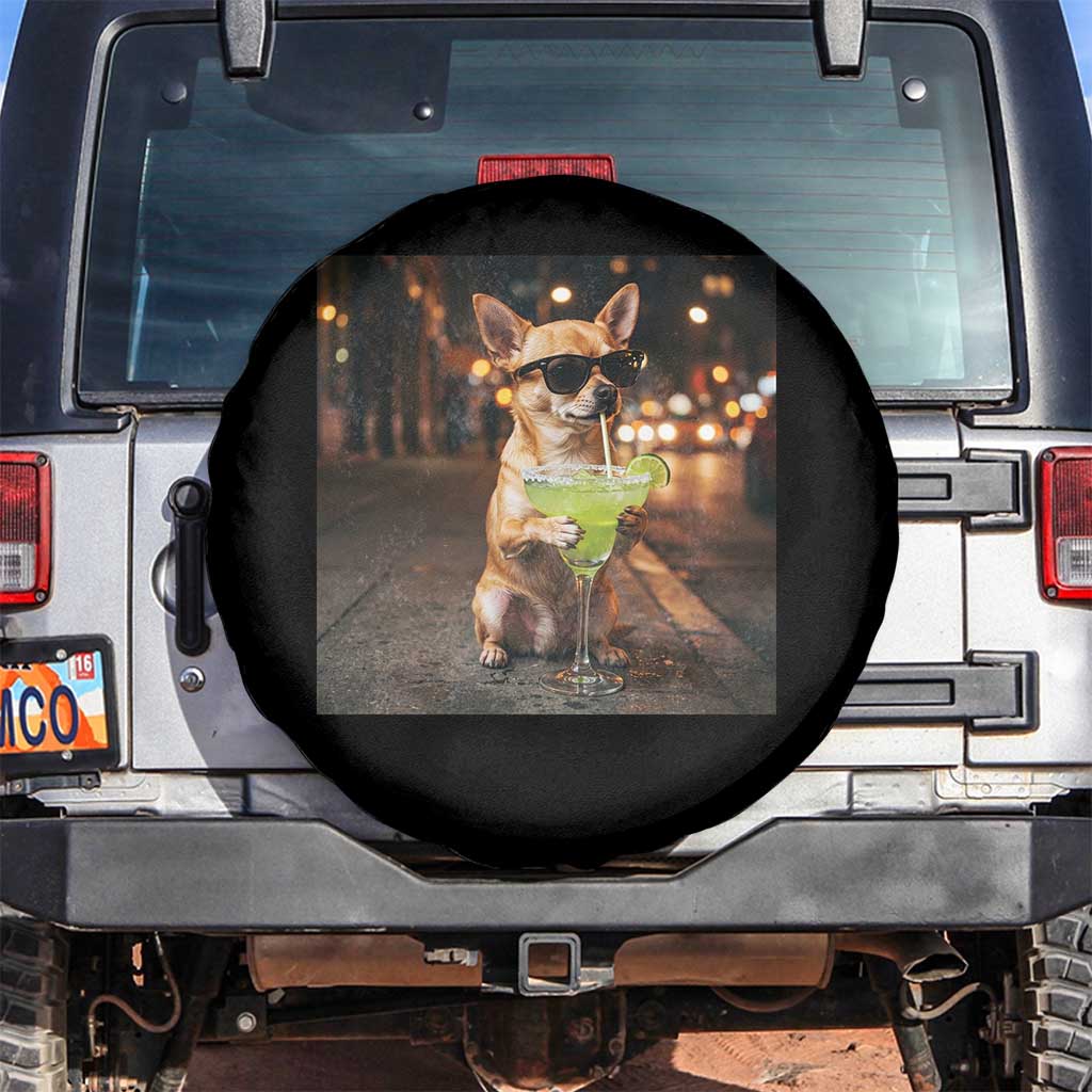 Cinco de Mayo Margarita Spare Tire Cover Funny Chihuahua Drinking Cocktail Mexican Fiesta Gift TS14 No hole Black Print Your Wear