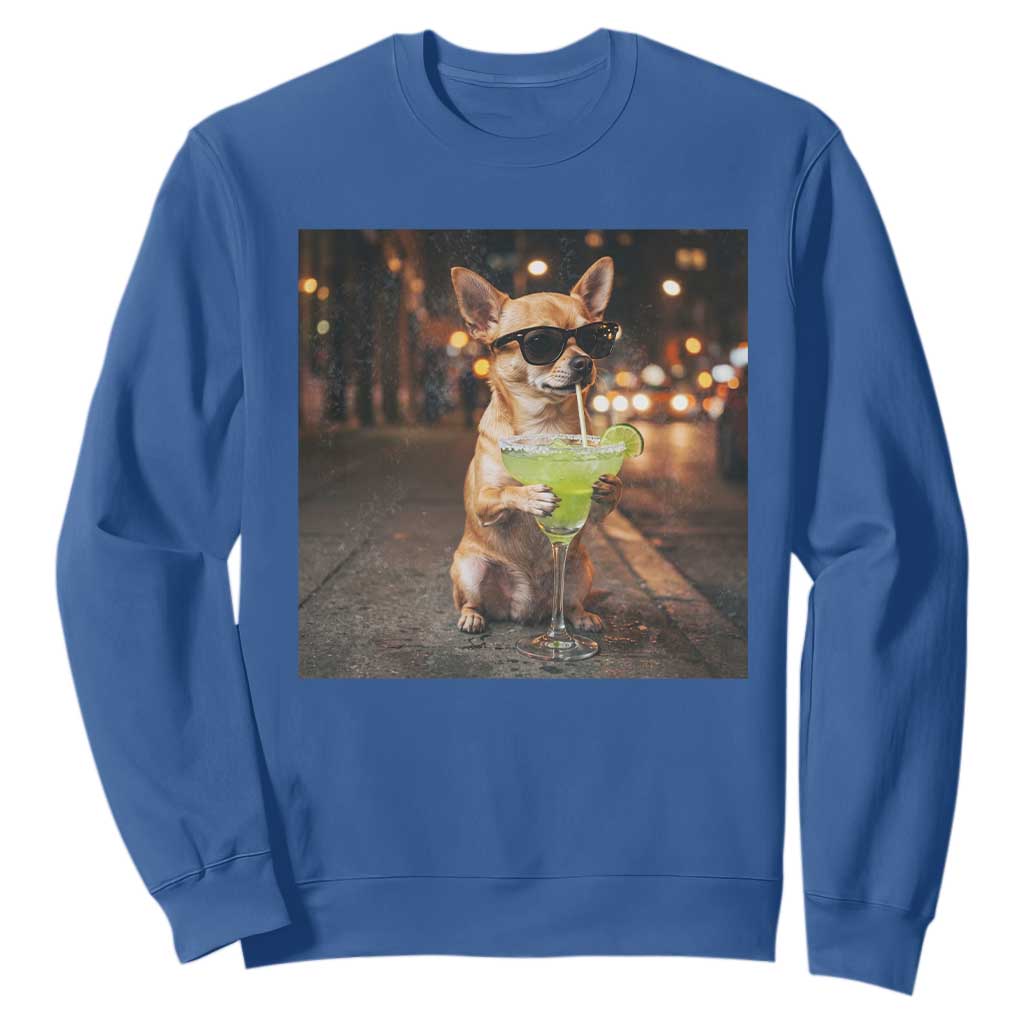 Cinco de Mayo Margarita Sweatshirt Funny Chihuahua Drinking Cocktail Mexican Fiesta Gift TS14 Royal Blue Print Your Wear