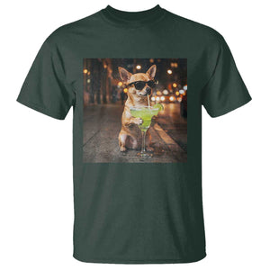 Cinco de Mayo Margarita T Shirt Funny Chihuahua Drinking Cocktail Mexican Fiesta Gift TS14 Dark Forest Green Print Your Wear