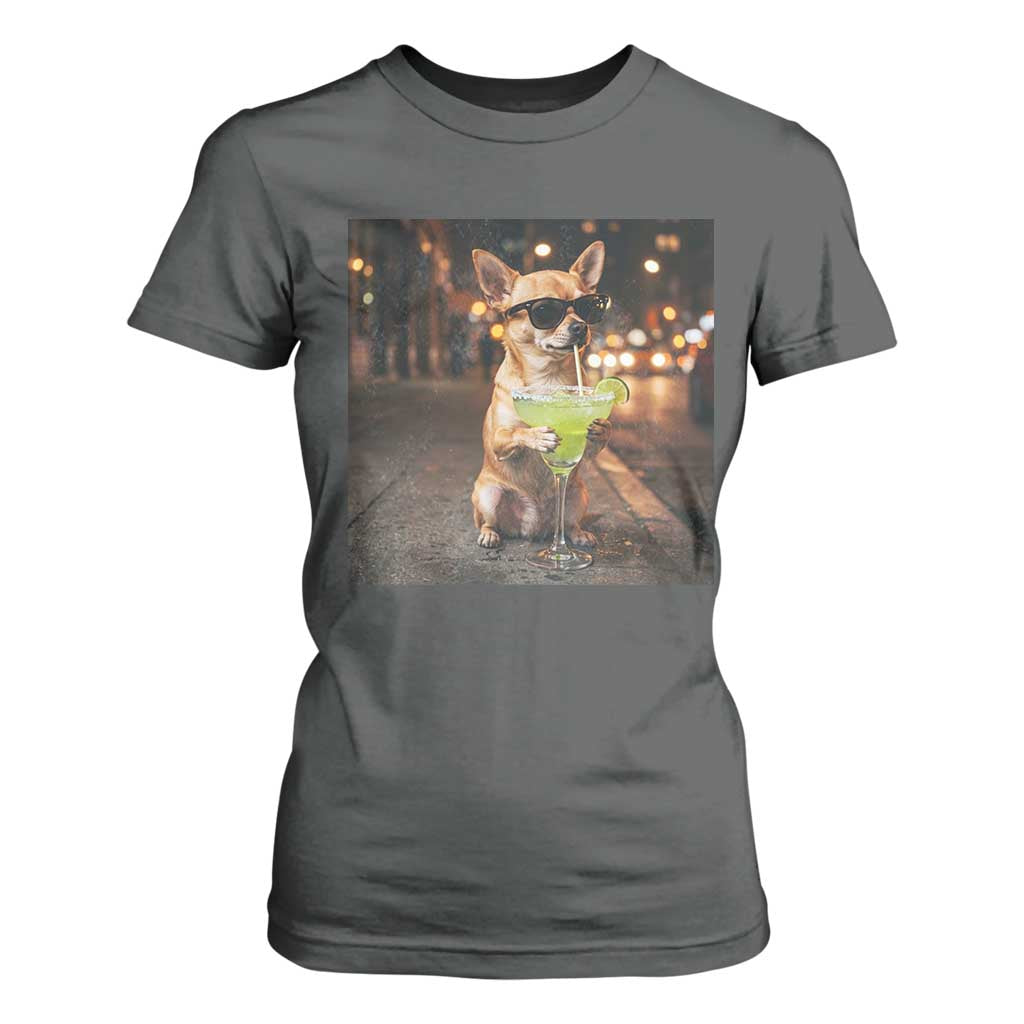 Cinco de Mayo Margarita T Shirt For Women Funny Chihuahua Drinking Cocktail Mexican Fiesta Gift TS14 Dark Heather Print Your Wear