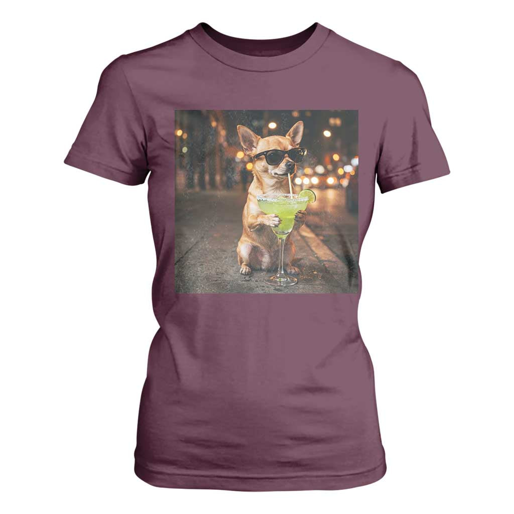 Cinco de Mayo Margarita T Shirt For Women Funny Chihuahua Drinking Cocktail Mexican Fiesta Gift TS14 Maroon Print Your Wear