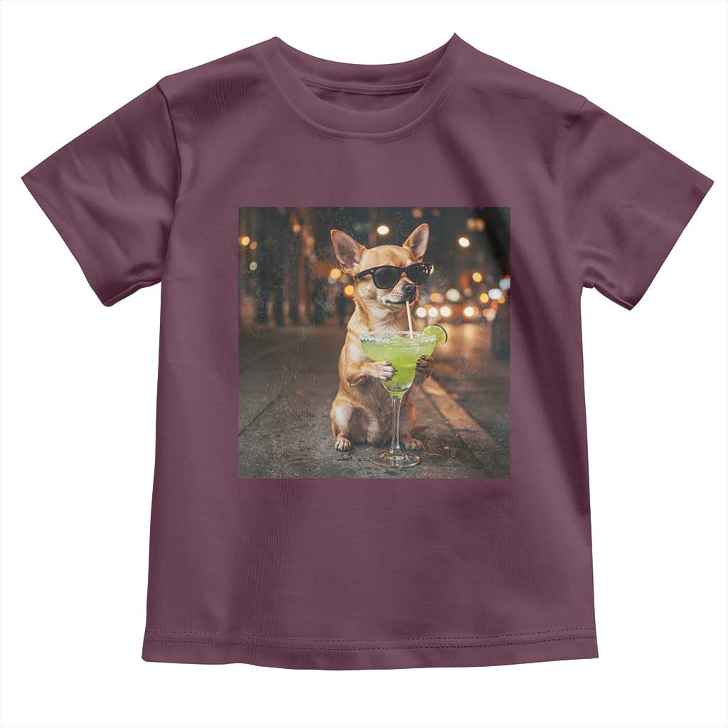 Cinco de Mayo Margarita Toddler T Shirt Funny Chihuahua Drinking Cocktail Mexican Fiesta Gift TS14 Maroon Print Your Wear