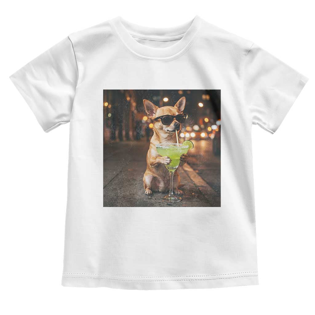 Cinco de Mayo Margarita Toddler T Shirt Funny Chihuahua Drinking Cocktail Mexican Fiesta Gift TS14 White Print Your Wear