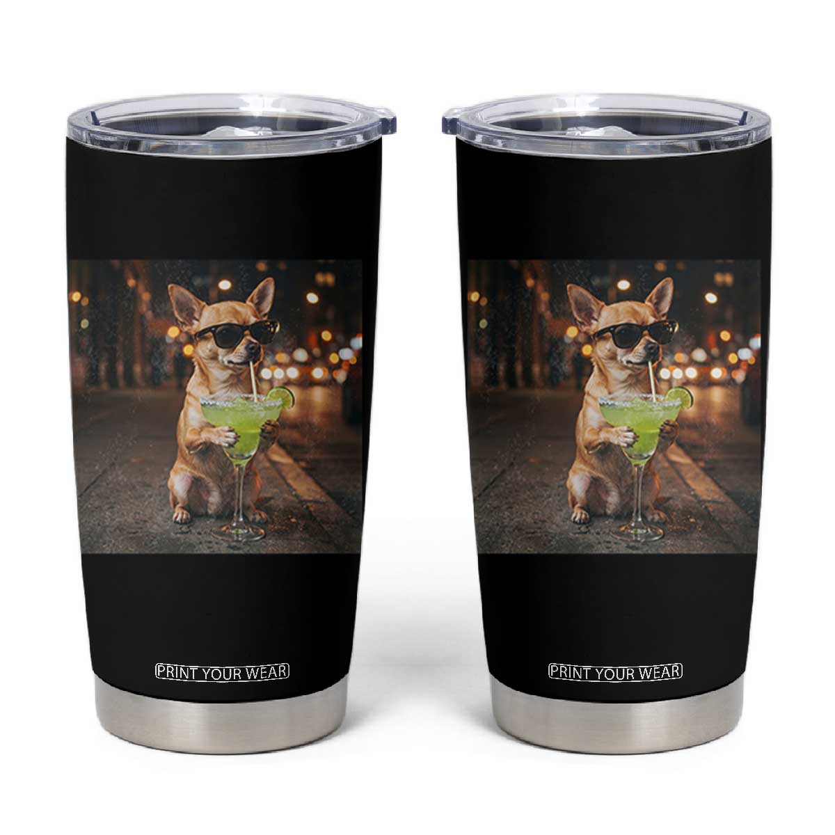 Cinco de Mayo Margarita Tumbler Cup Funny Chihuahua Drinking Cocktail Mexican Fiesta Gift TS14 Black Print Your Wear