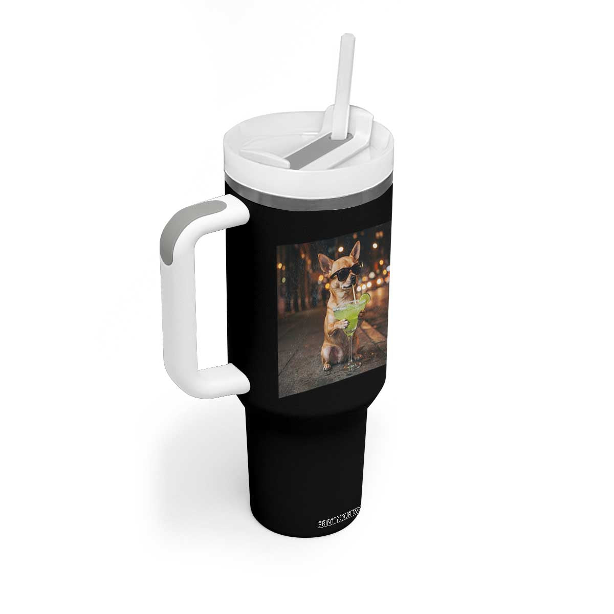 Cinco de Mayo Margarita Tumbler With Handle Funny Chihuahua Drinking Cocktail Mexican Fiesta Gift TS14 Print Your Wear