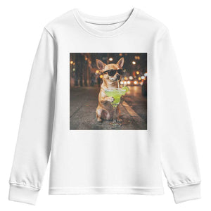Cinco de Mayo Margarita Youth Sweatshirt Funny Chihuahua Drinking Cocktail Mexican Fiesta Gift TS14 White Print Your Wear