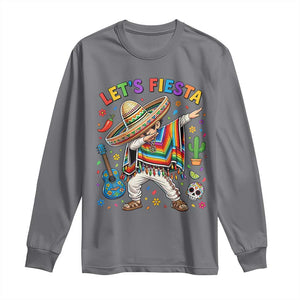 Lets Fiesta Long Sleeve Shirt Funny Dabbing Boy Cinco De Mayo Fiesta TS14 Charcoal Print Your Wear