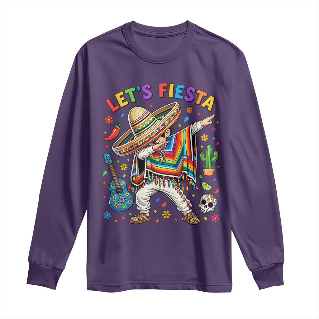 Lets Fiesta Long Sleeve Shirt Funny Dabbing Boy Cinco De Mayo Fiesta TS14 Purple Print Your Wear