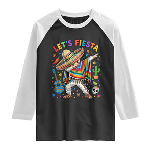Lets Fiesta Raglan Shirt Funny Dabbing Boy Cinco De Mayo Fiesta TS14 Black White Print Your Wear