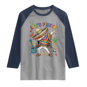 Lets Fiesta Raglan Shirt Funny Dabbing Boy Cinco De Mayo Fiesta TS14 Sport Gray Navy Print Your Wear
