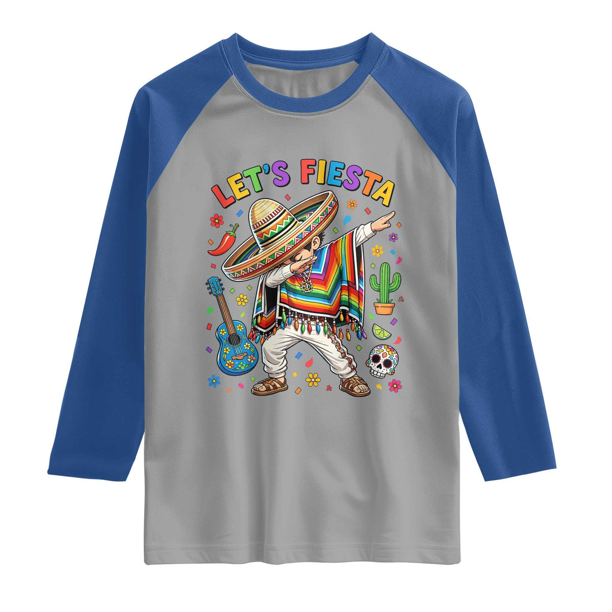 Lets Fiesta Raglan Shirt Funny Dabbing Boy Cinco De Mayo Fiesta TS14 Sport Gray Royal Print Your Wear