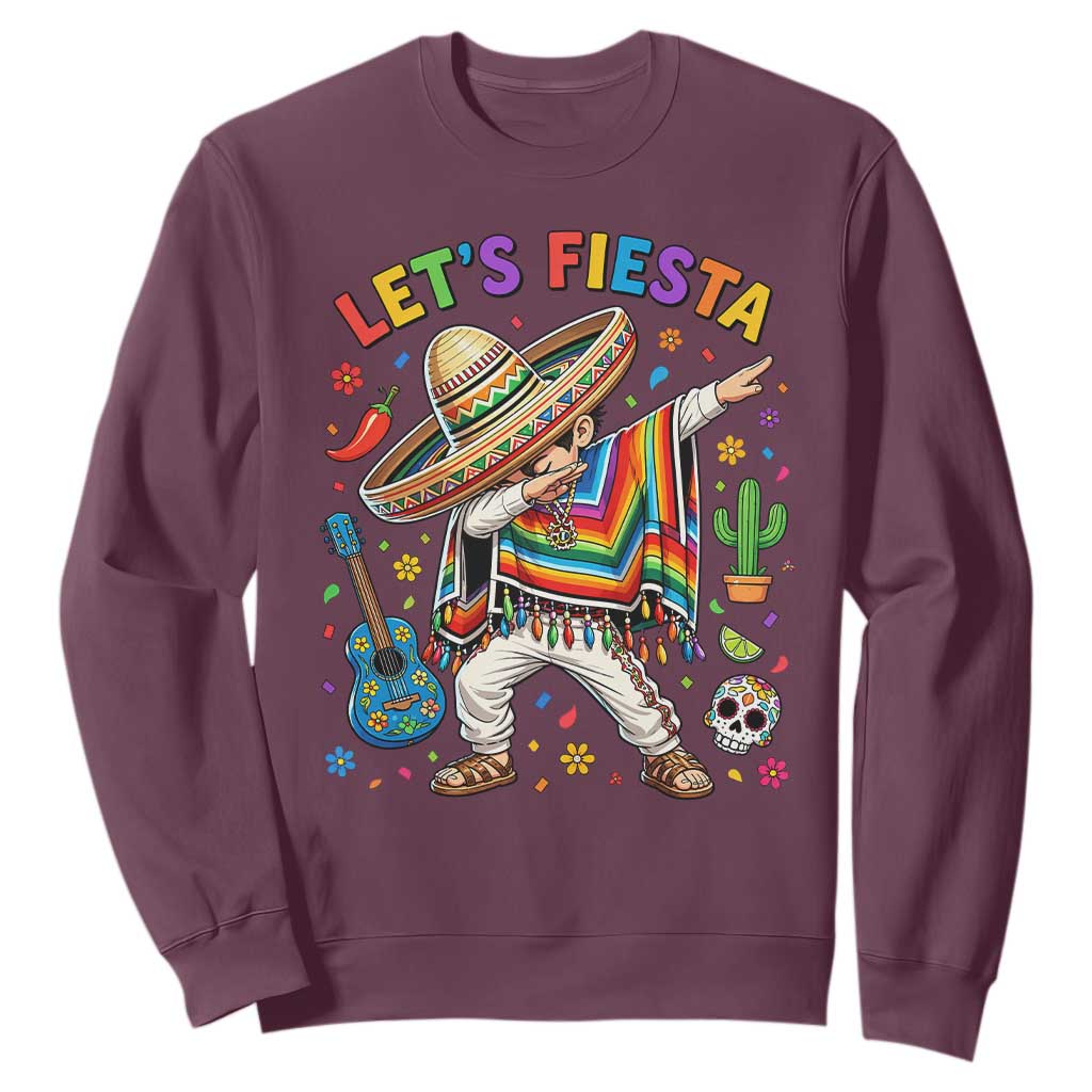 Lets Fiesta Sweatshirt Funny Dabbing Boy Cinco De Mayo Fiesta TS14 Maroon Print Your Wear