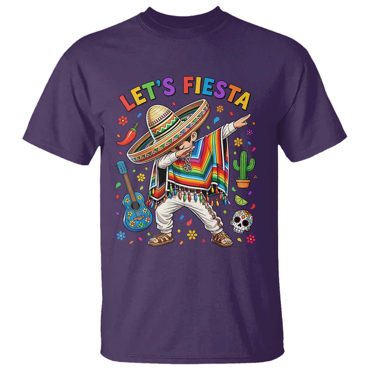 Lets Fiesta T Shirt Funny Dabbing Boy Cinco De Mayo Fiesta TS14 Purple Print Your Wear