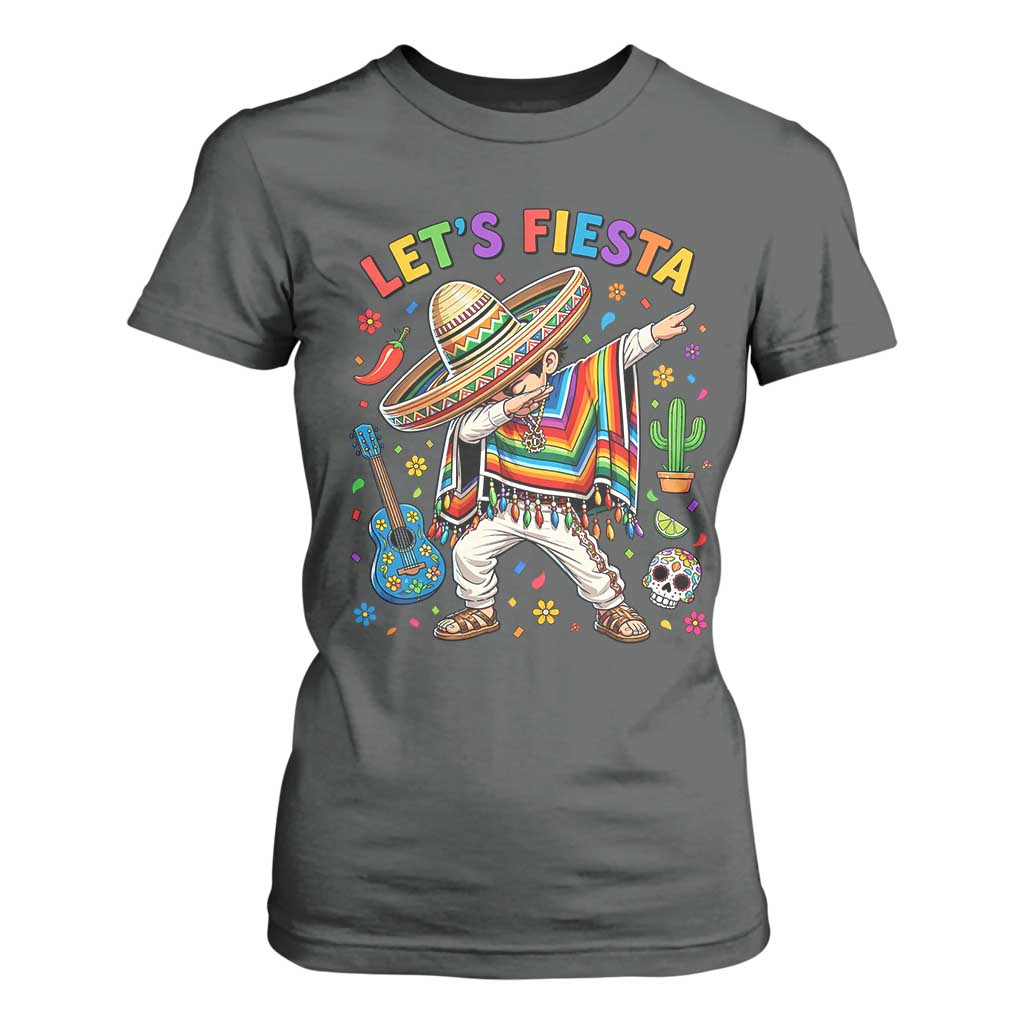 Lets Fiesta T Shirt For Women Funny Dabbing Boy Cinco De Mayo Fiesta TS14 Dark Heather Print Your Wear