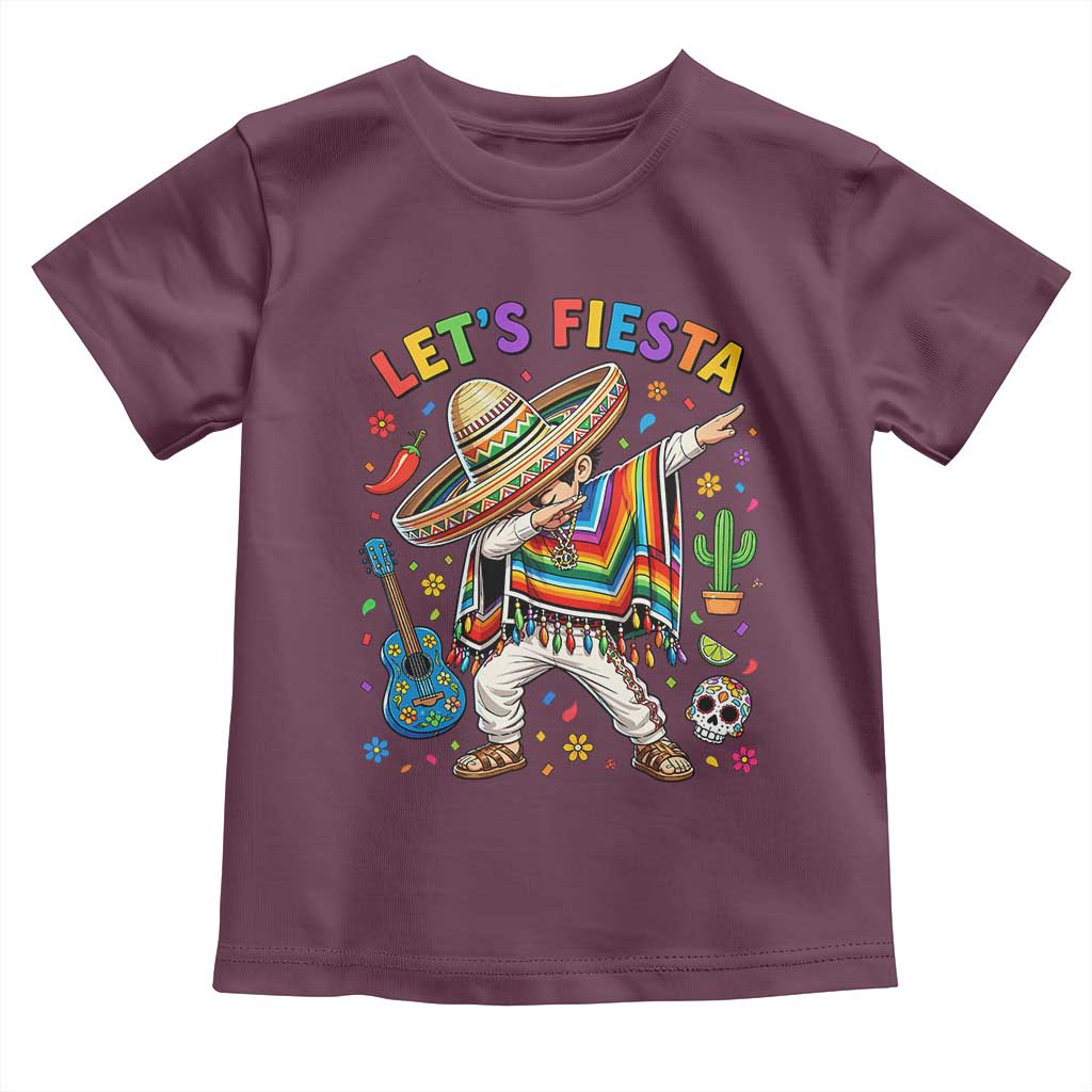 Lets Fiesta Toddler T Shirt Funny Dabbing Boy Cinco De Mayo Fiesta TS14 Maroon Print Your Wear