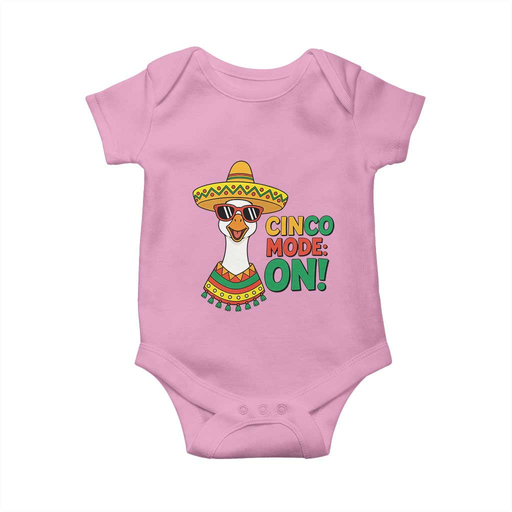 Cinco Mode On Baby Onesie Silly Goose Cinco De Mayo Fiesta TS14 Light Pink Print Your Wear