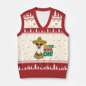 Cinco Mode On V-Neck Knit Sweater Vest Silly Goose Cinco De Mayo Fiesta TS14 Beige Red Print Your Wear