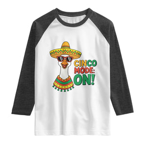 Cinco Mode On Raglan Shirt Silly Goose Cinco De Mayo Fiesta TS14 White Heather Charcoal Print Your Wear