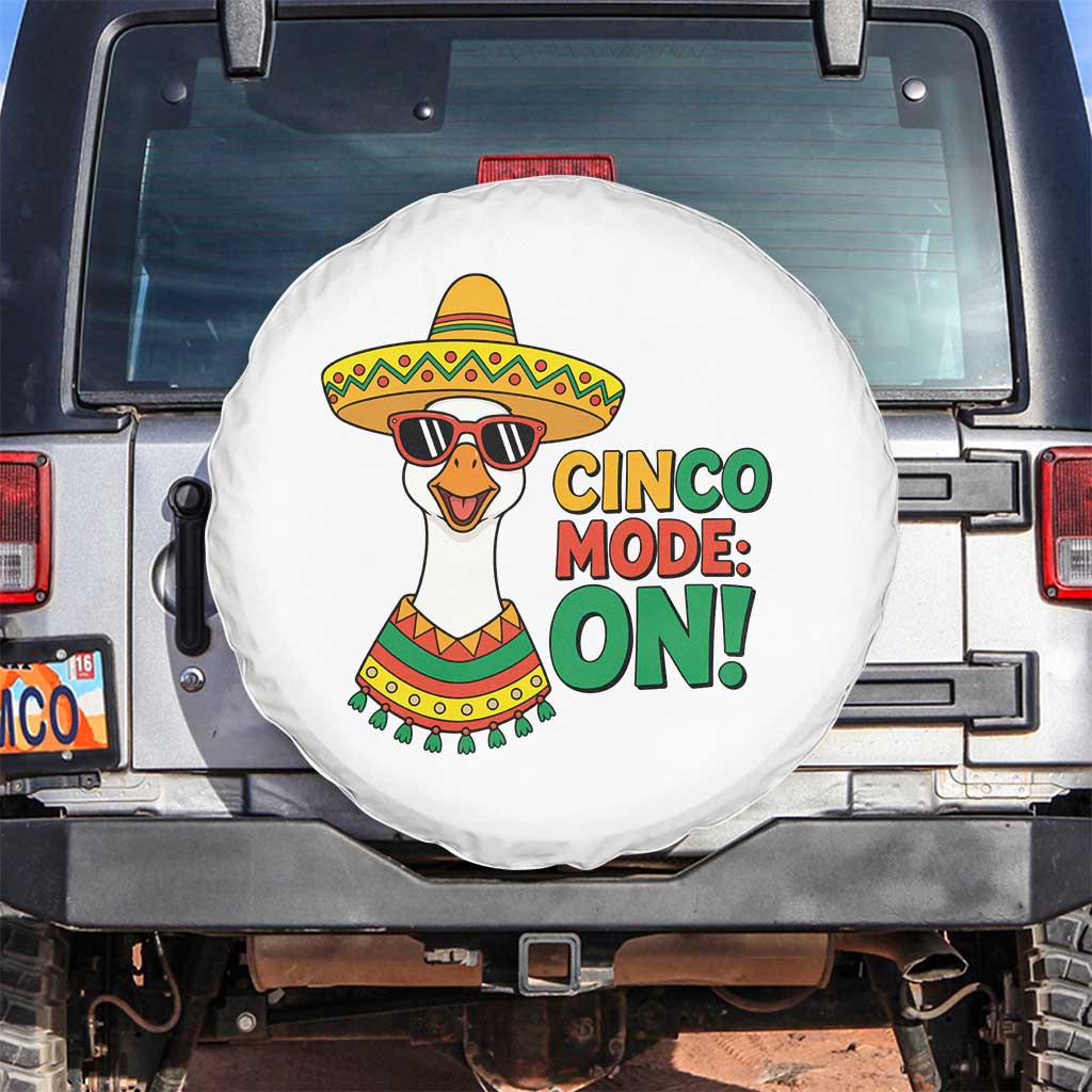 Cinco Mode On Spare Tire Cover Silly Goose Cinco De Mayo Fiesta TS14 No hole White Print Your Wear