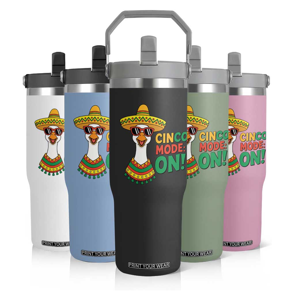 Cinco Mode On Flip Straw Tumbler Silly Goose Cinco De Mayo Fiesta TS14 Print Your Wear