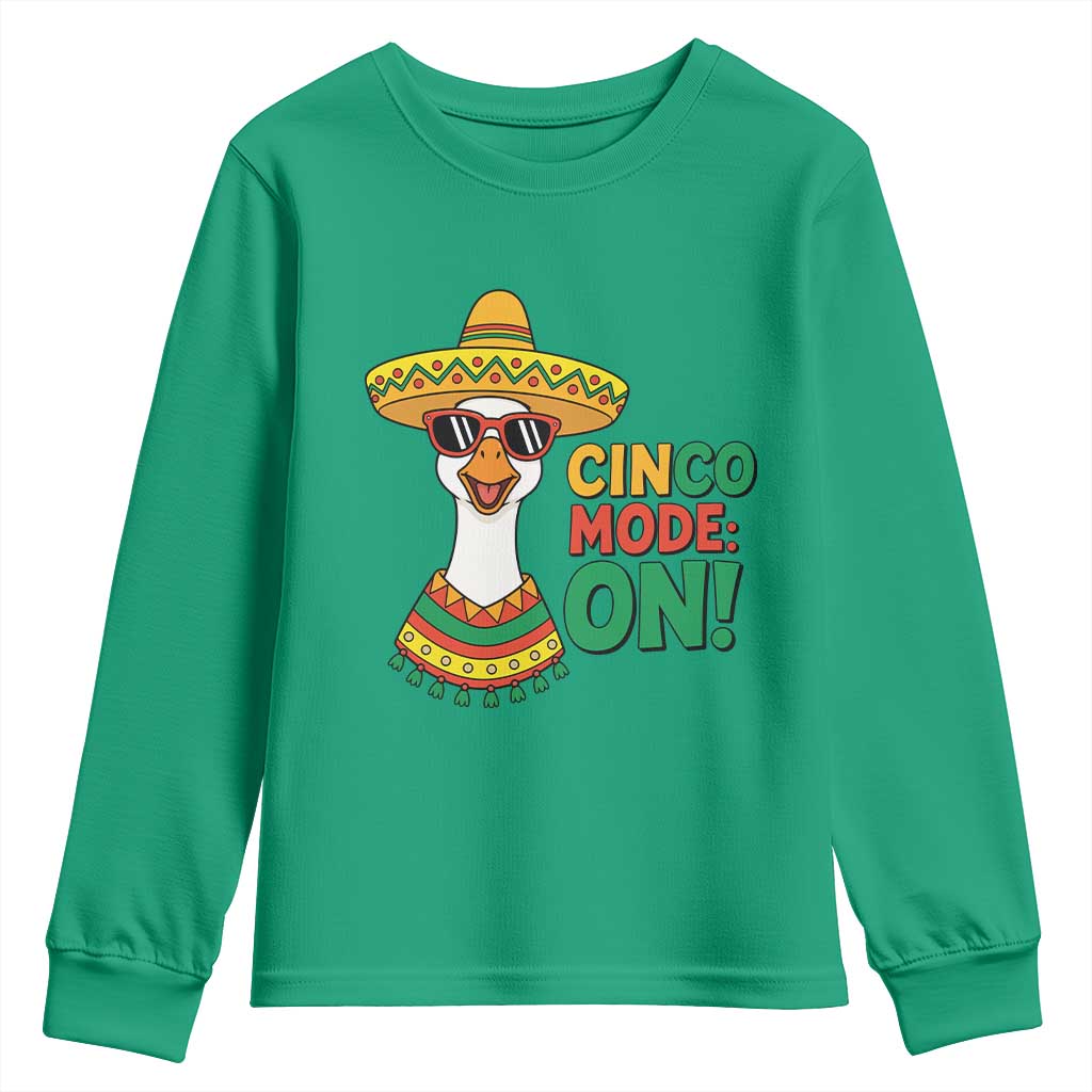 Cinco Mode On Youth Sweatshirt Silly Goose Cinco De Mayo Fiesta TS14 Irish Green Print Your Wear
