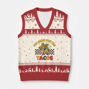 I'm Just Here for the Tacos V-Neck Knit Sweater Vest Funny Mexican Food TS14 Beige Red Print Your Wear