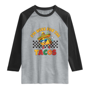 I'm Just Here for the Tacos Raglan Shirt Funny Mexican Food TS14 Heather Gray Black Print Your Wear
