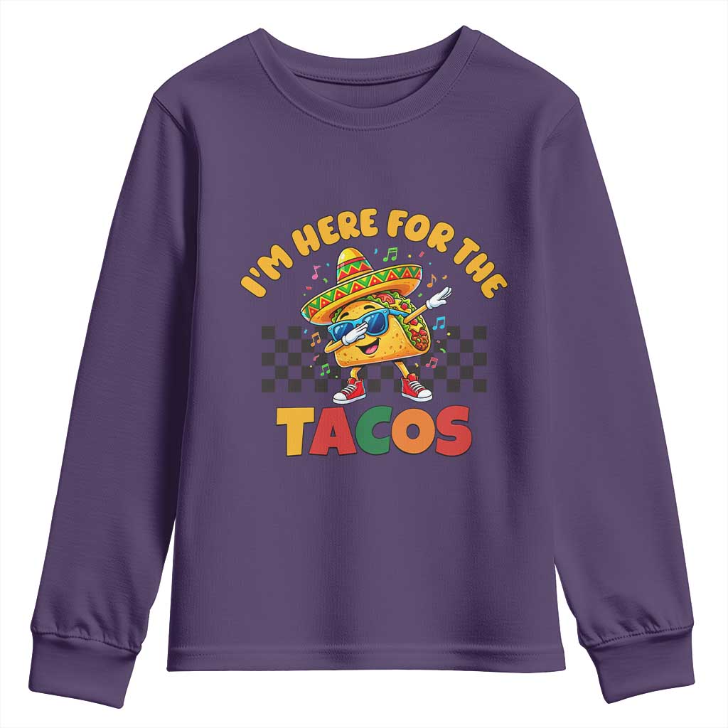 I'm Just Here for the Tacos Youth Sweatshirt Funny Mexican Food TS14 Purple Print Your Wear