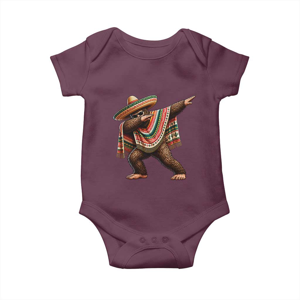 Funny Bigfoot Dabbing Cinco De Mayo Fiesta Baby Onesie TS14 Maroon Print Your Wear