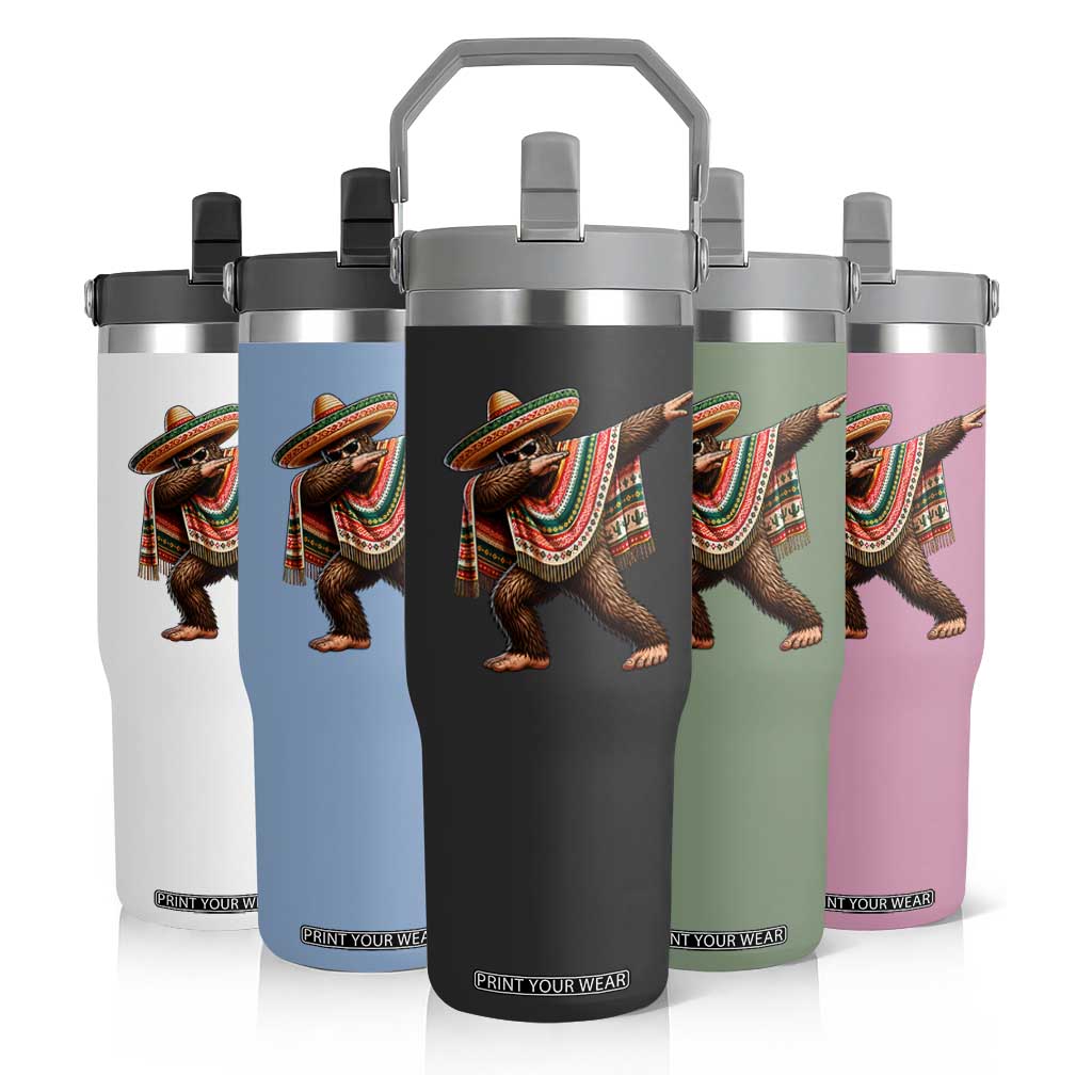 Funny Bigfoot Dabbing Cinco De Mayo Fiesta Flip Straw Tumbler TS14 Print Your Wear