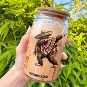 Funny Bigfoot Dabbing Cinco De Mayo Fiesta Glass Can TS14 Black Print Your Wear