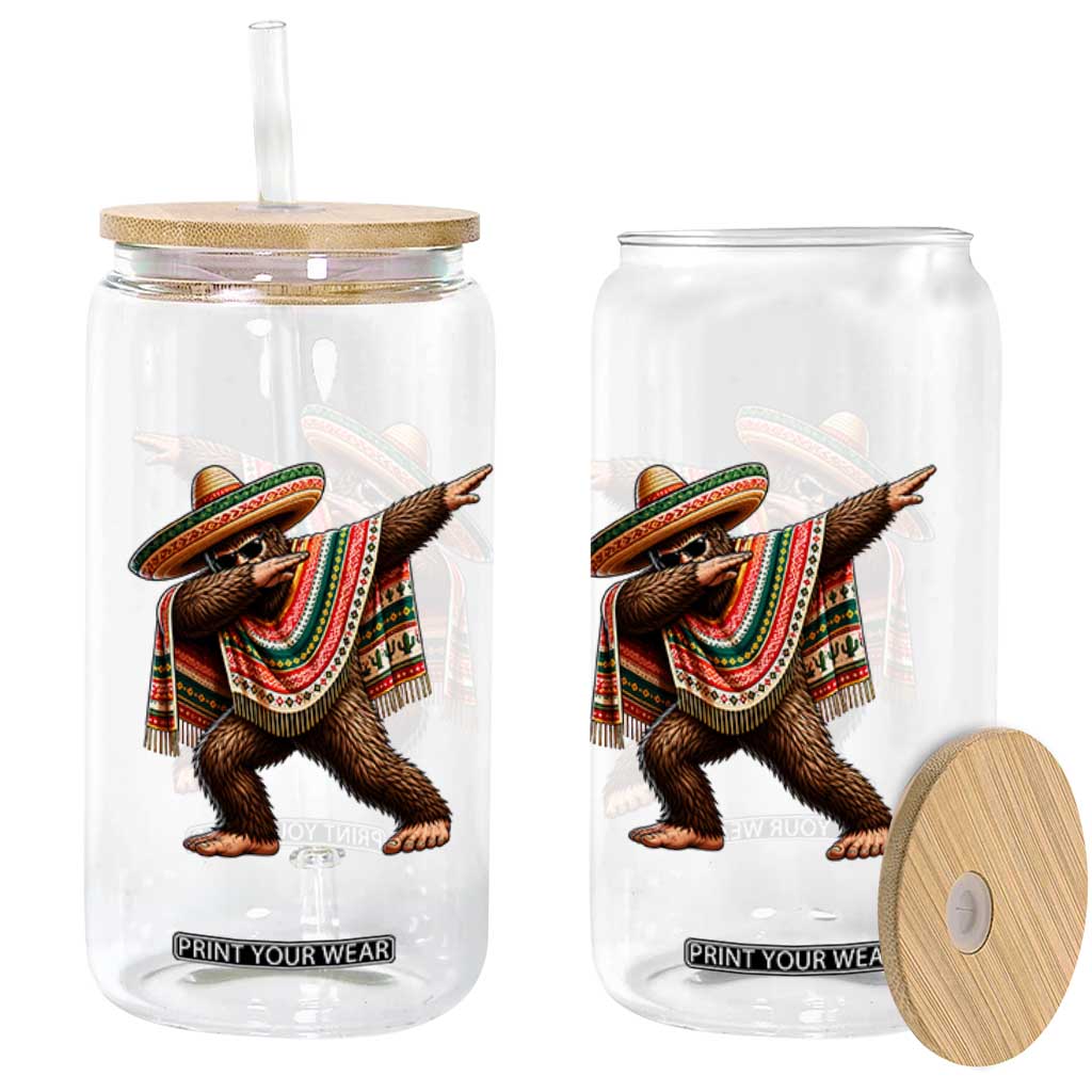 Funny Bigfoot Dabbing Cinco De Mayo Fiesta Glass Can TS14 Print Your Wear