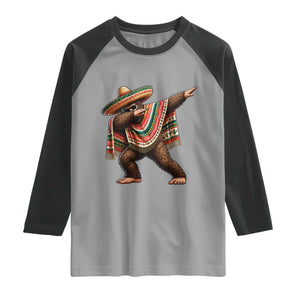 Funny Bigfoot Dabbing Cinco De Mayo Fiesta Raglan Shirt TS14 Sport Gray Black Print Your Wear