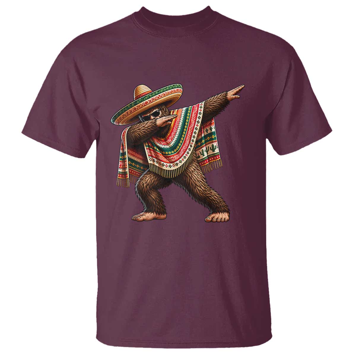 Funny Bigfoot Dabbing Cinco De Mayo Fiesta T Shirt TS14 Maroon Print Your Wear
