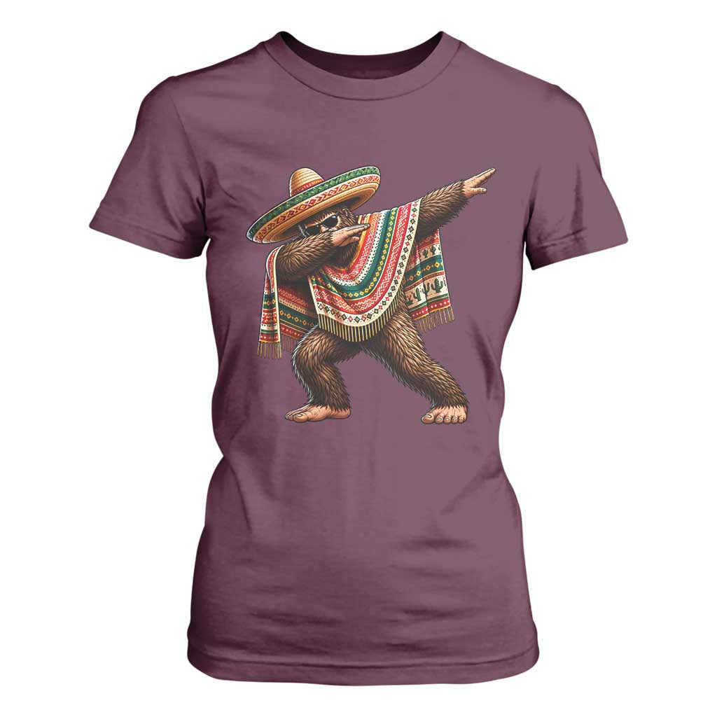 Funny Bigfoot Dabbing Cinco De Mayo Fiesta T Shirt For Women TS14 Maroon Print Your Wear