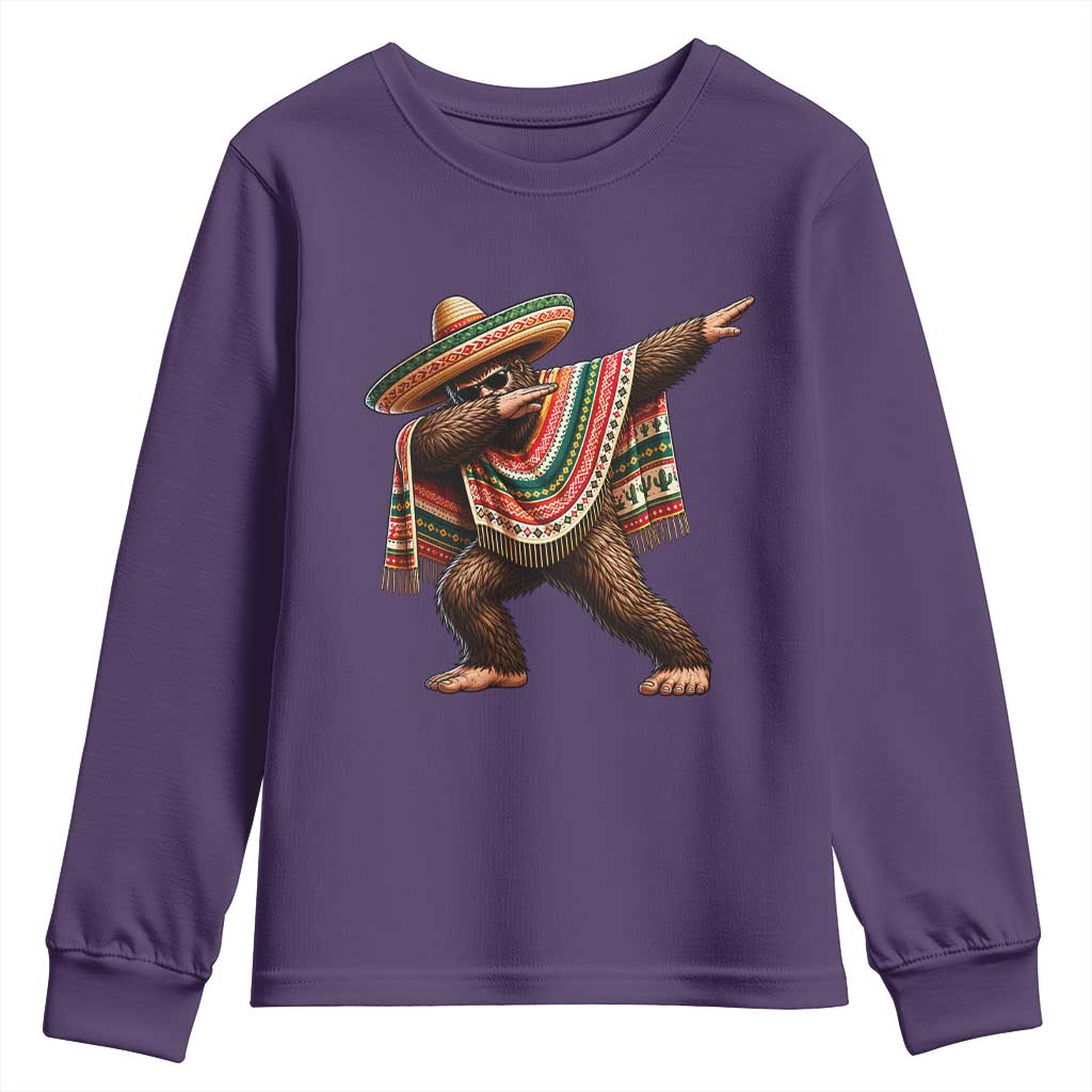 Funny Bigfoot Dabbing Cinco De Mayo Fiesta Youth Sweatshirt TS14 Purple Print Your Wear