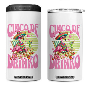 Cinco De Drinko Margarita 4 in 1 Can Cooler Tumbler Funny Flamingo Fiesta TS14 One Size: 16 oz White Print Your Wear