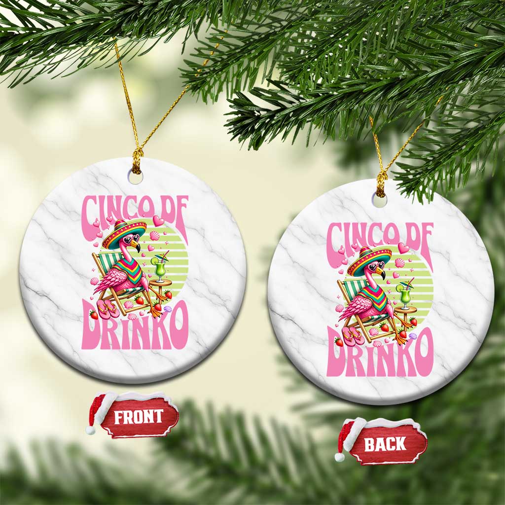Cinco De Drinko Margarita Ceramic Ornament Funny Flamingo Fiesta TS14 1pc White Marble Print Your Wear