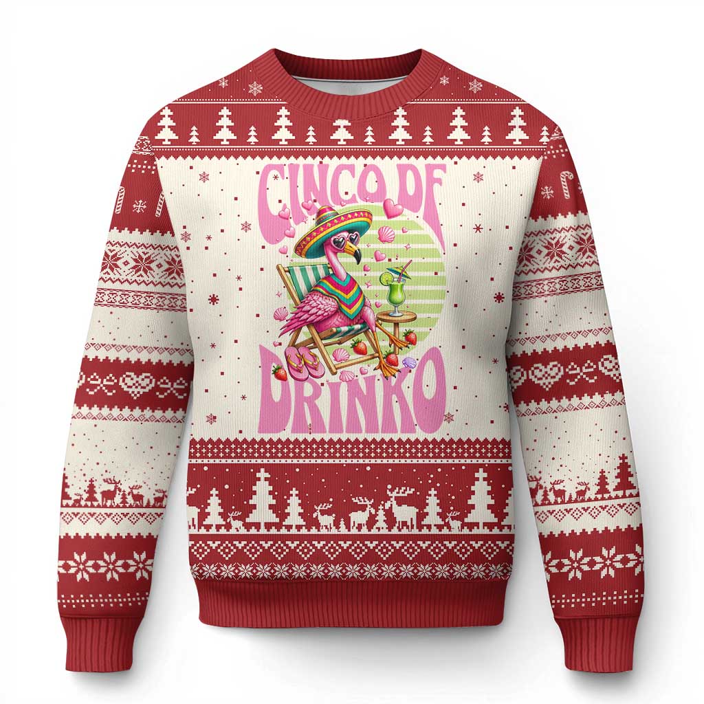 Cinco De Drinko Margarita Ugly Christmas Sweater Funny Flamingo Fiesta TS14 Beige Red Print Your Wear