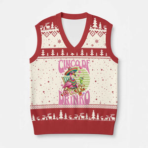 Cinco De Drinko Margarita V-Neck Knit Sweater Vest Funny Flamingo Fiesta TS14 Beige Red Print Your Wear