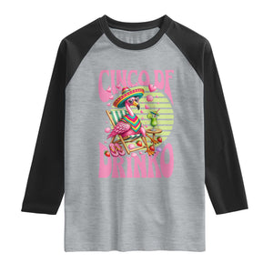 Cinco De Drinko Margarita Raglan Shirt Funny Flamingo Fiesta TS14 Heather Gray Black Print Your Wear