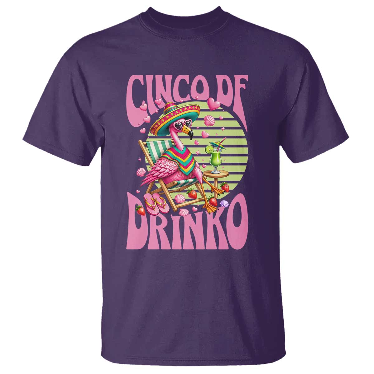 Cinco De Drinko Margarita T Shirt Funny Flamingo Fiesta TS14 Purple Print Your Wear