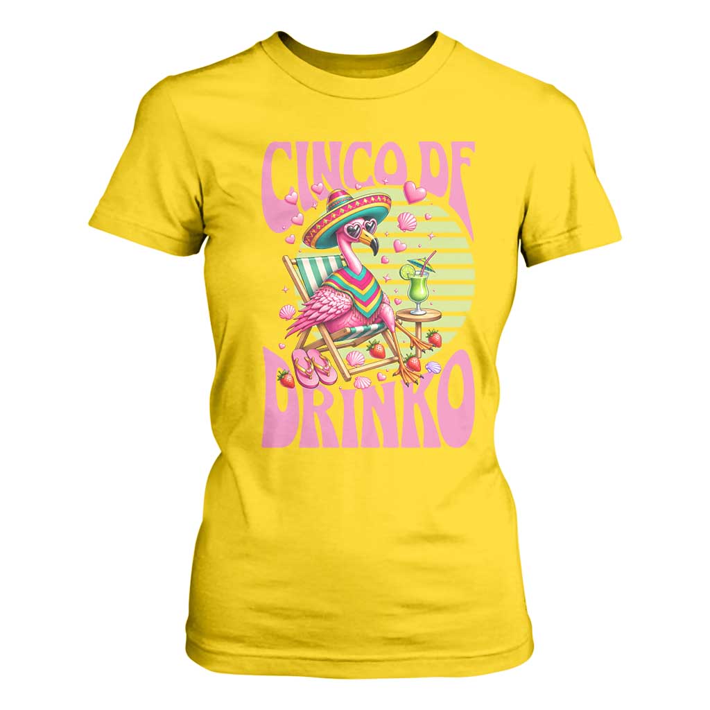 Cinco De Drinko Margarita T Shirt For Women Funny Flamingo Fiesta TS14 Daisy Print Your Wear