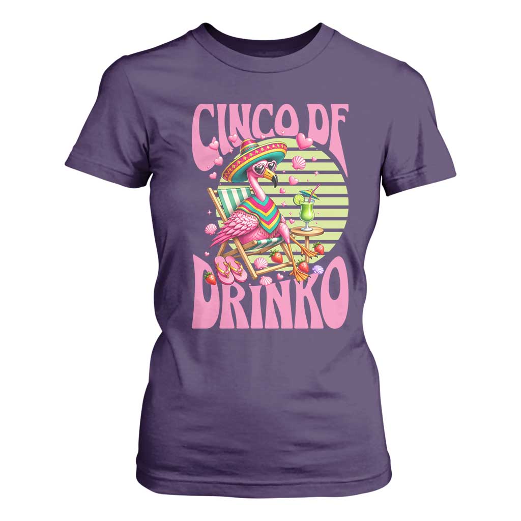 Cinco De Drinko Margarita T Shirt For Women Funny Flamingo Fiesta TS14 Purple Print Your Wear