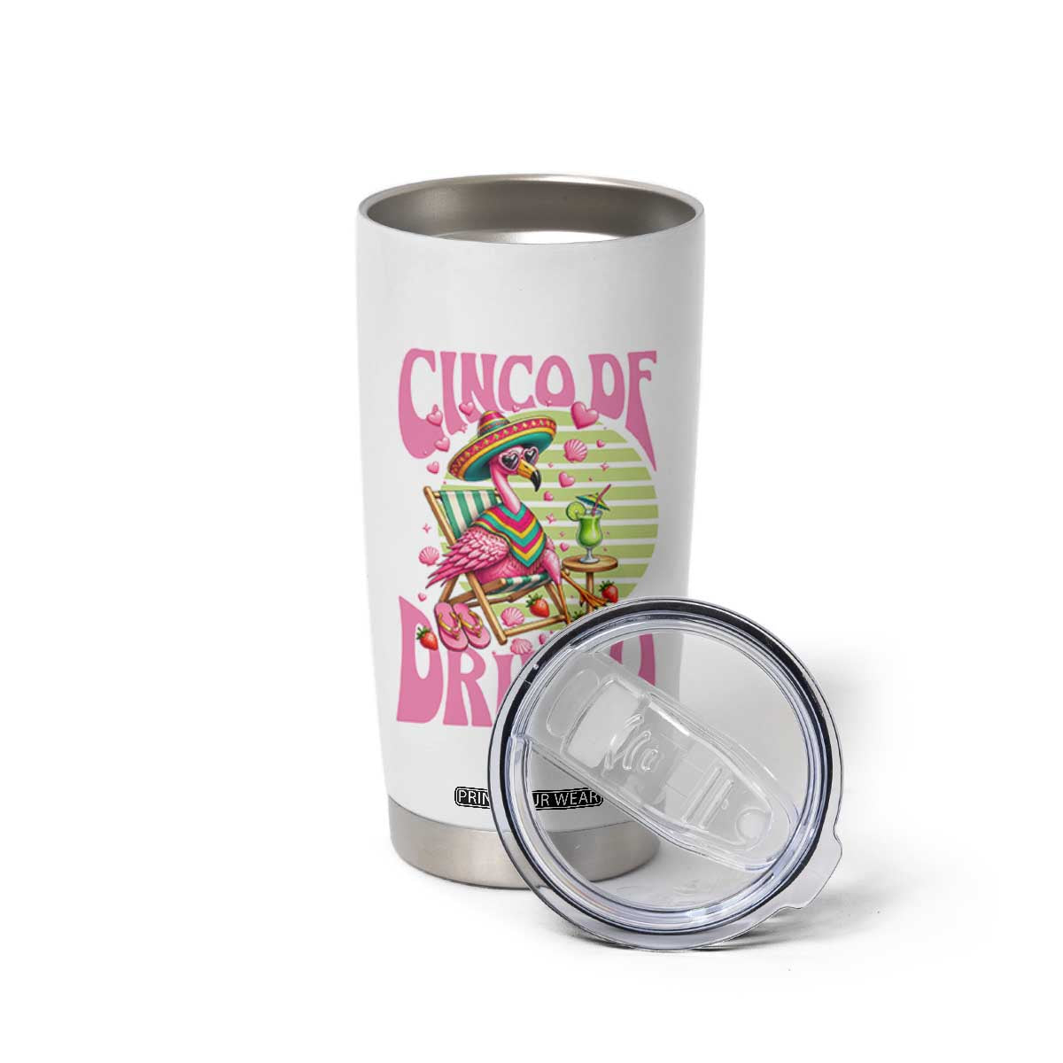 Cinco De Drinko Margarita Tumbler Cup Funny Flamingo Fiesta TS14 Print Your Wear